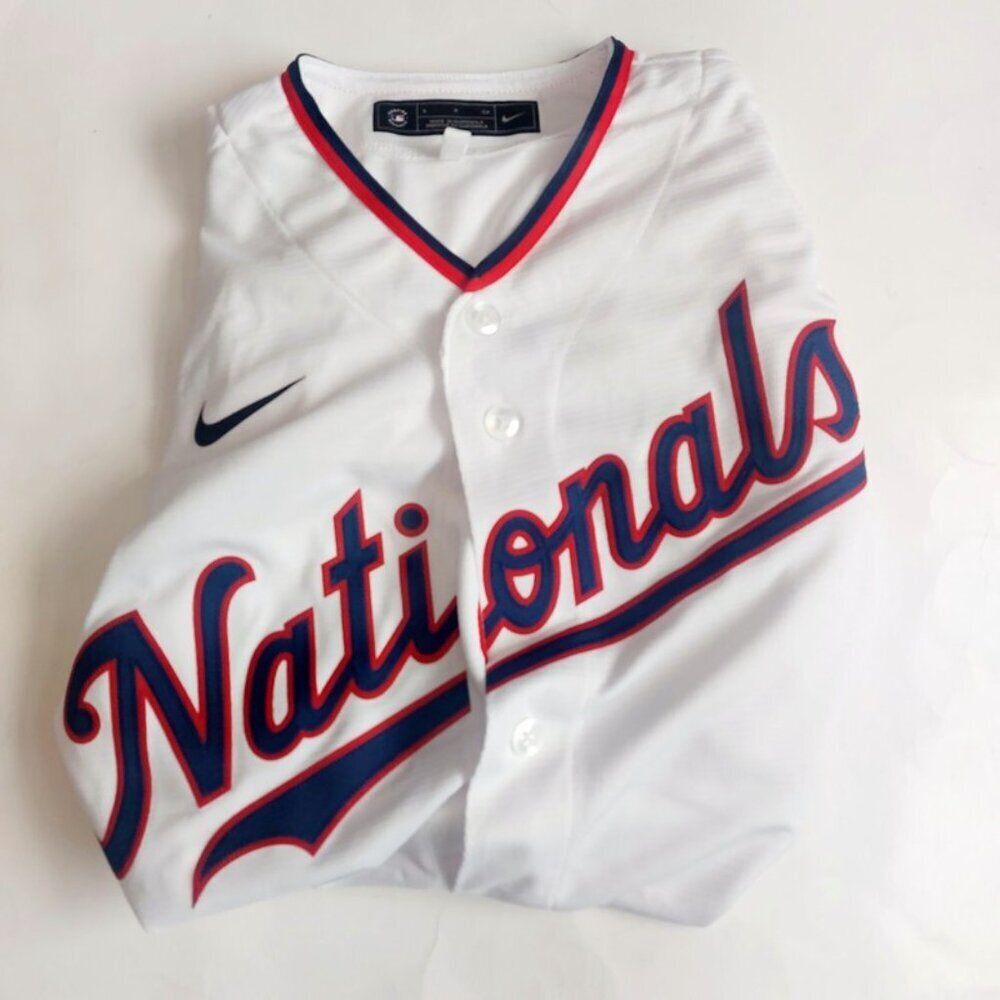 Nike Washington Nationals Mens Size S Full Button Home Jersey White Blank MLB - Picture 7 of 7